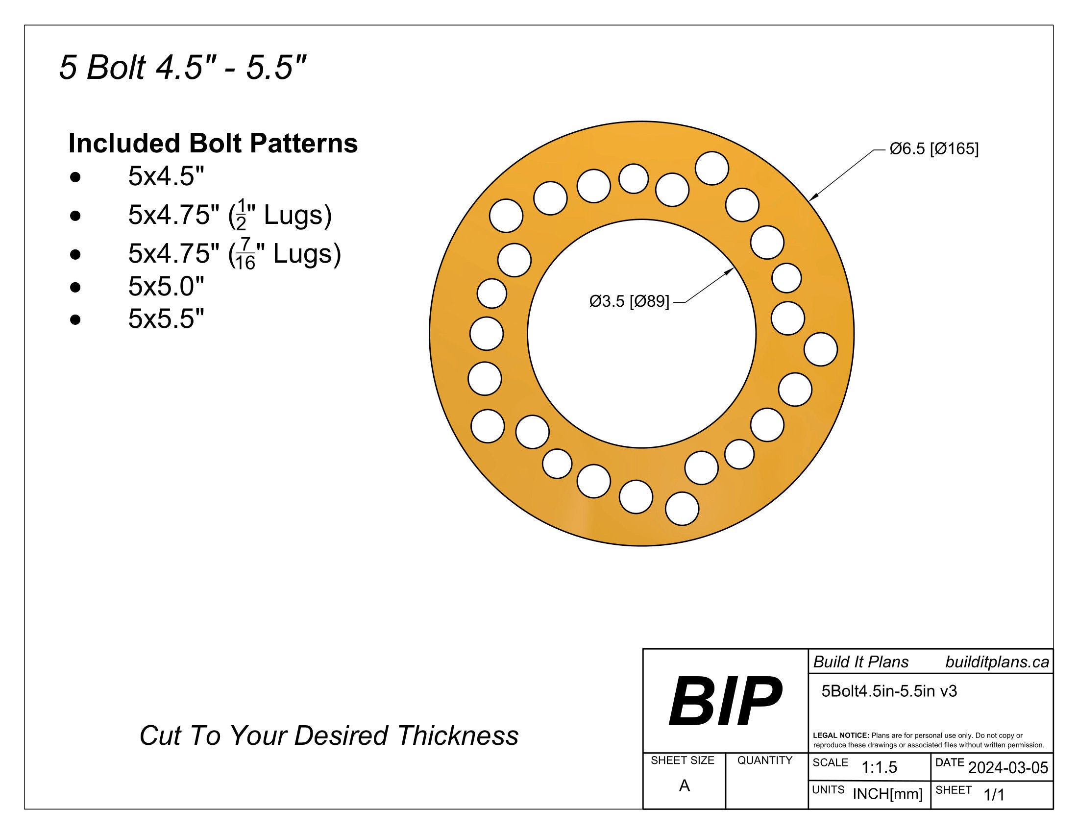 Universal Wheel Spacer DXF Files – DIY Wheel Spacer Cut File Pack