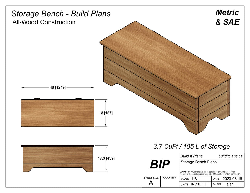 Storage Bench Plans - PDF Plans For A Simple Bench With Compartment