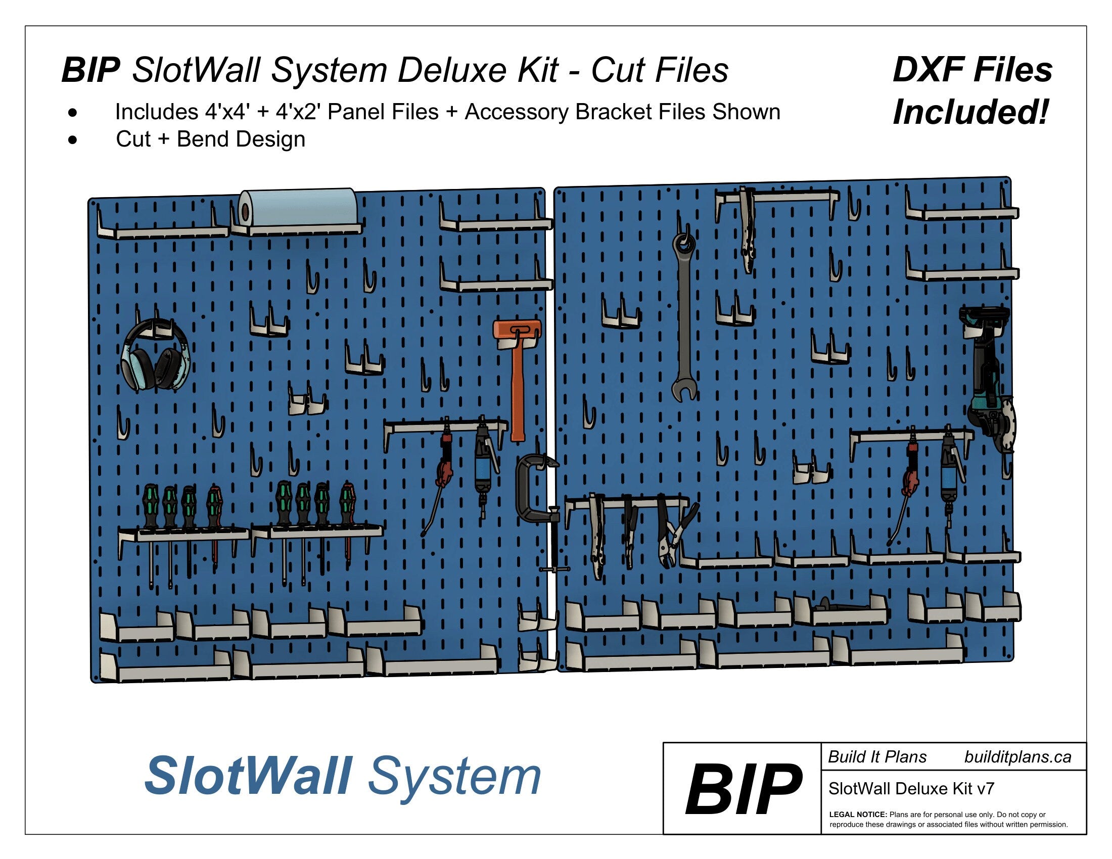 SlotWall Garage Organizer System DXF Cut Files - Deluxe Bundle DIY Shop Tool Storage