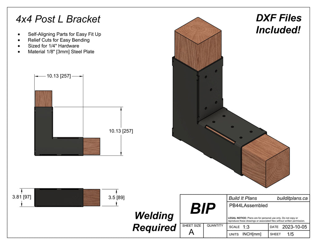 4x4 Post L Bracket DXF Cut Files